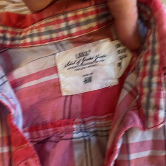 H&M LOGG Top Shirt Youth Girls Red and Blue Collared Button Up Tunic - Picture 4 of 6